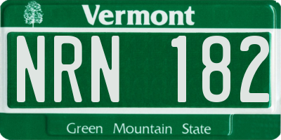 VT license plate NRN182