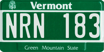 VT license plate NRN183