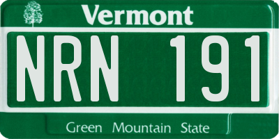 VT license plate NRN191