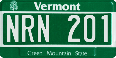 VT license plate NRN201
