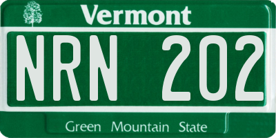 VT license plate NRN202