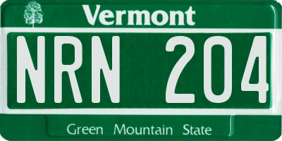 VT license plate NRN204