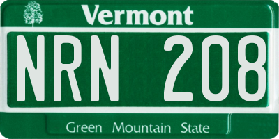 VT license plate NRN208