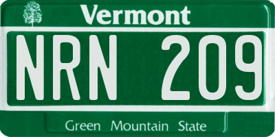 VT license plate NRN209