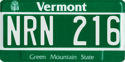 VT license plate NRN216