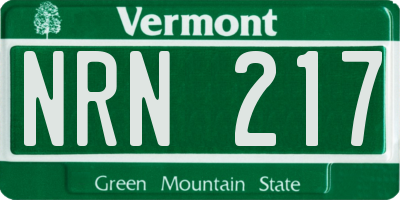 VT license plate NRN217