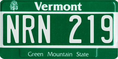 VT license plate NRN219