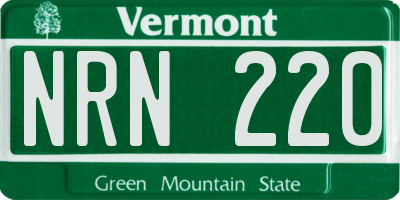 VT license plate NRN220