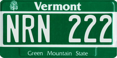 VT license plate NRN222