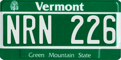 VT license plate NRN226