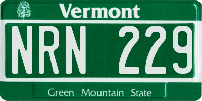 VT license plate NRN229