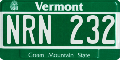 VT license plate NRN232