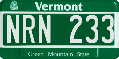 VT license plate NRN233