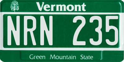 VT license plate NRN235