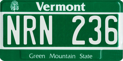 VT license plate NRN236