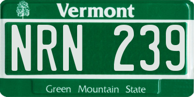 VT license plate NRN239