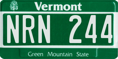 VT license plate NRN244