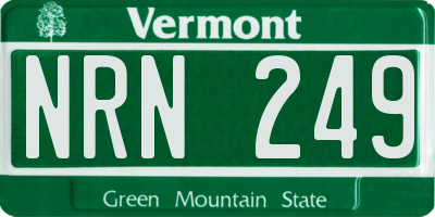 VT license plate NRN249