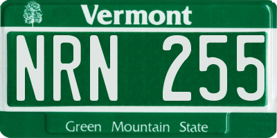VT license plate NRN255