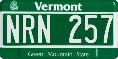 VT license plate NRN257