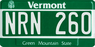 VT license plate NRN260