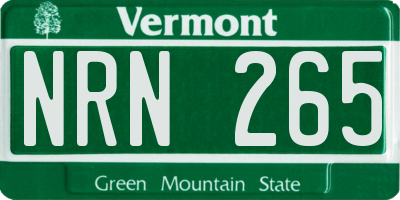 VT license plate NRN265