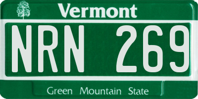 VT license plate NRN269
