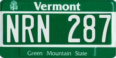 VT license plate NRN287
