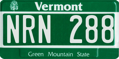 VT license plate NRN288