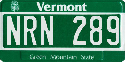 VT license plate NRN289