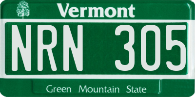 VT license plate NRN305