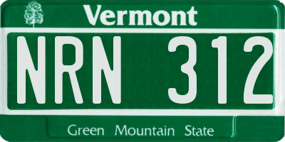 VT license plate NRN312