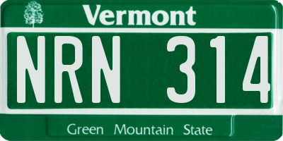 VT license plate NRN314