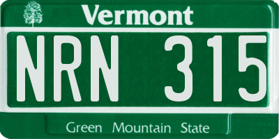 VT license plate NRN315