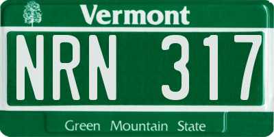VT license plate NRN317