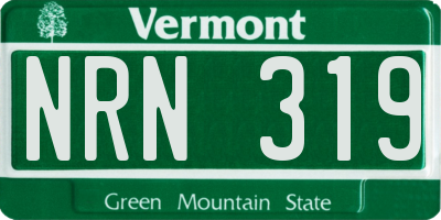 VT license plate NRN319