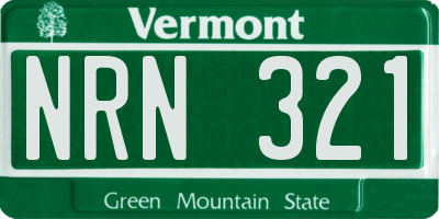VT license plate NRN321