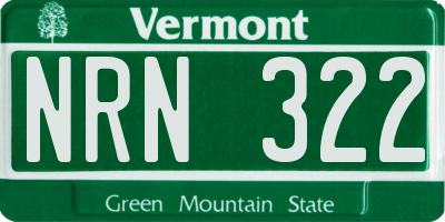 VT license plate NRN322