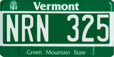 VT license plate NRN325
