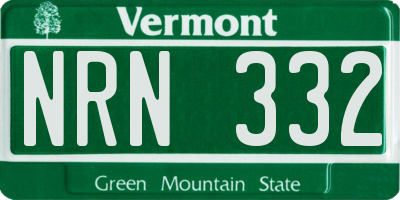 VT license plate NRN332