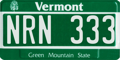 VT license plate NRN333
