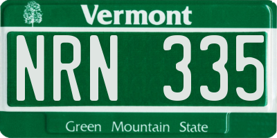 VT license plate NRN335
