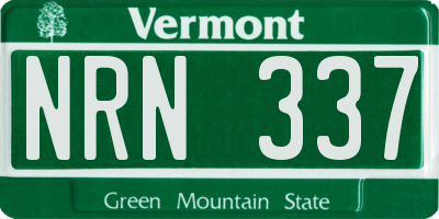 VT license plate NRN337