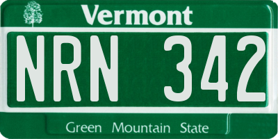 VT license plate NRN342