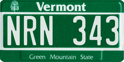 VT license plate NRN343