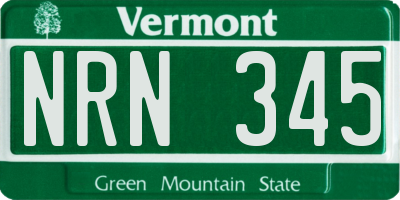 VT license plate NRN345