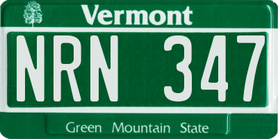 VT license plate NRN347
