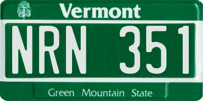 VT license plate NRN351