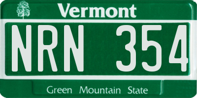VT license plate NRN354