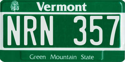 VT license plate NRN357
